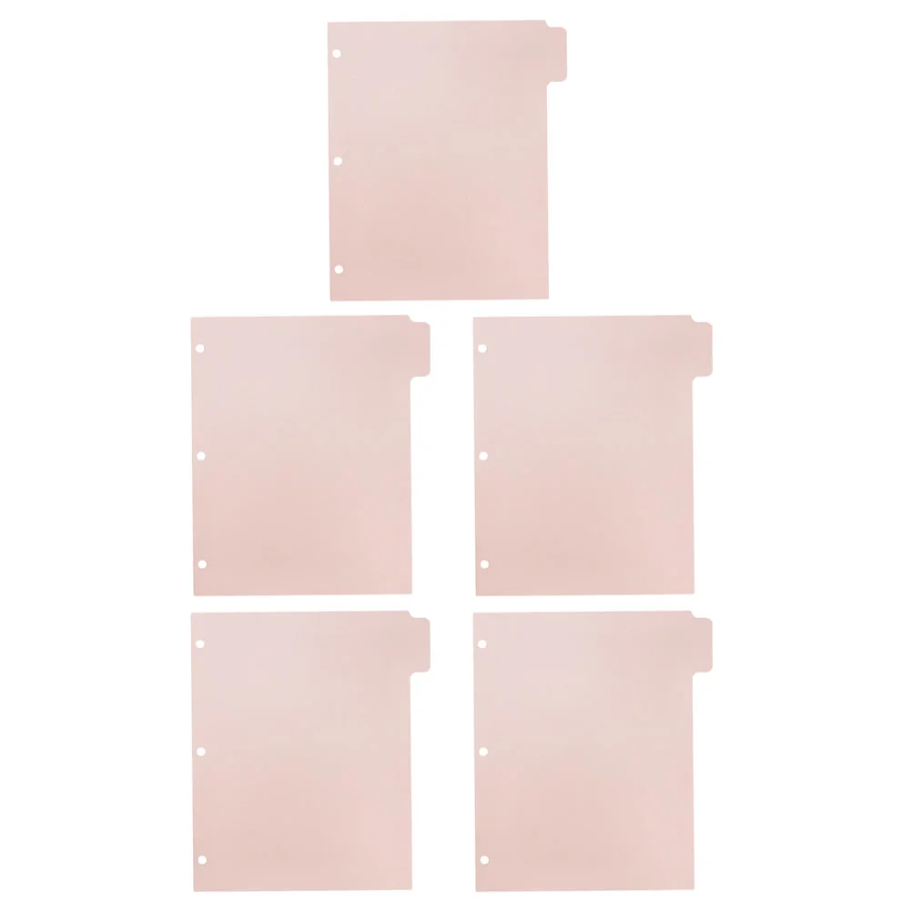 5 Sheets Divider 3 Ring Binder Label Page Markers Plastic Dividers Loose-leaf Pink Notepad Tabs