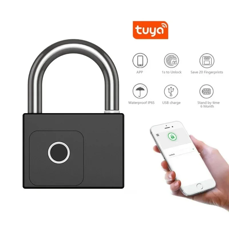 Tuya smart fingerprint lock APP home dormitory fitness anti-theft fingerprint sensor with mechanical key waterproof