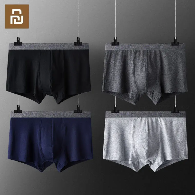 Youpin 4pcs/lot Mens Underwear Boxer Shorts Men Boxer Cuecas Masculinas Solid Male Panties Sexy Man Underpants Flexible Shorts