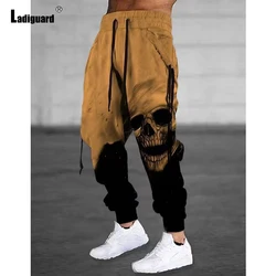Plus Size 6xl Men Casual Elastic Waist Pants Gothic Skull Print Trouser Mens Fashion Hip Hop Sweatpants Men's Stand Pocket Pants