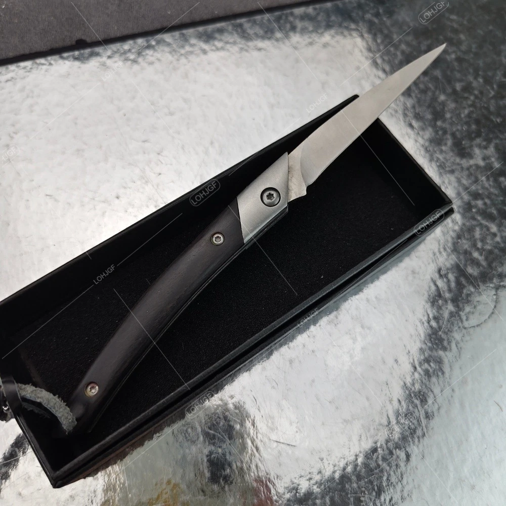 Mini Camping Slim Wood Handle Knife Multi-functional Outdoor Hiking Portable Pocket Tools EDC Cutting Folding Knife with Lanyard