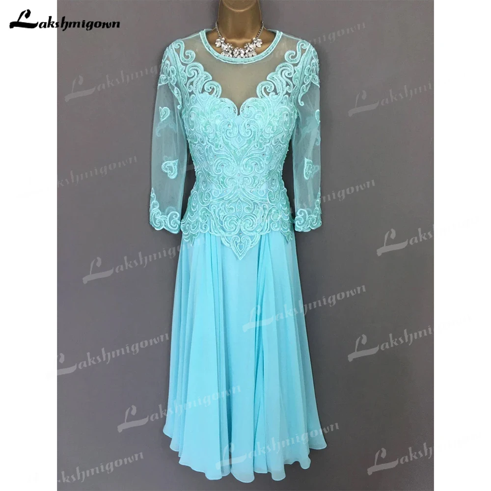 Moeder Van De Bruid Bruidegom Jurk Voor Bruiloften Lace Chiffon O-hals Lange Mouwen Bruiloft Gast Jurk Custom Made Abendkleider