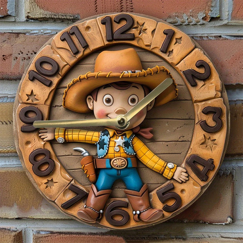 

2D Effects Wall Clock , Western Cowboy Theme - DIY Clock Spring Entrance Decor ,Boys Christmas Gifts - Includes Clock Movement