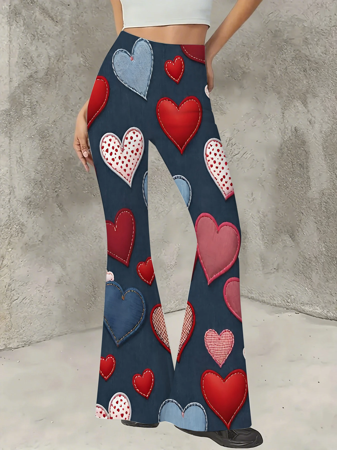 

Women's Printed Flare Pants Y2K High Waist Bell Bottom Trousers Streetwear