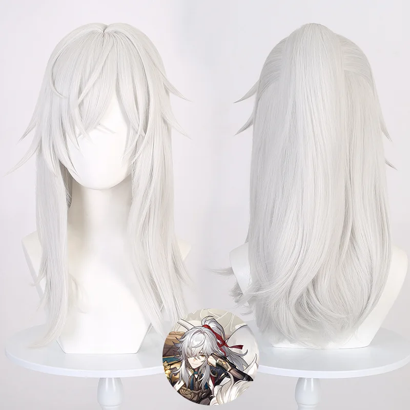 Bhvr Jingyuan Cosplay Pruik Star Rail Tigermouth Paardenstaart Zilver-wit Oude Stijl Jongen Look Hoge temperatuur Zijde