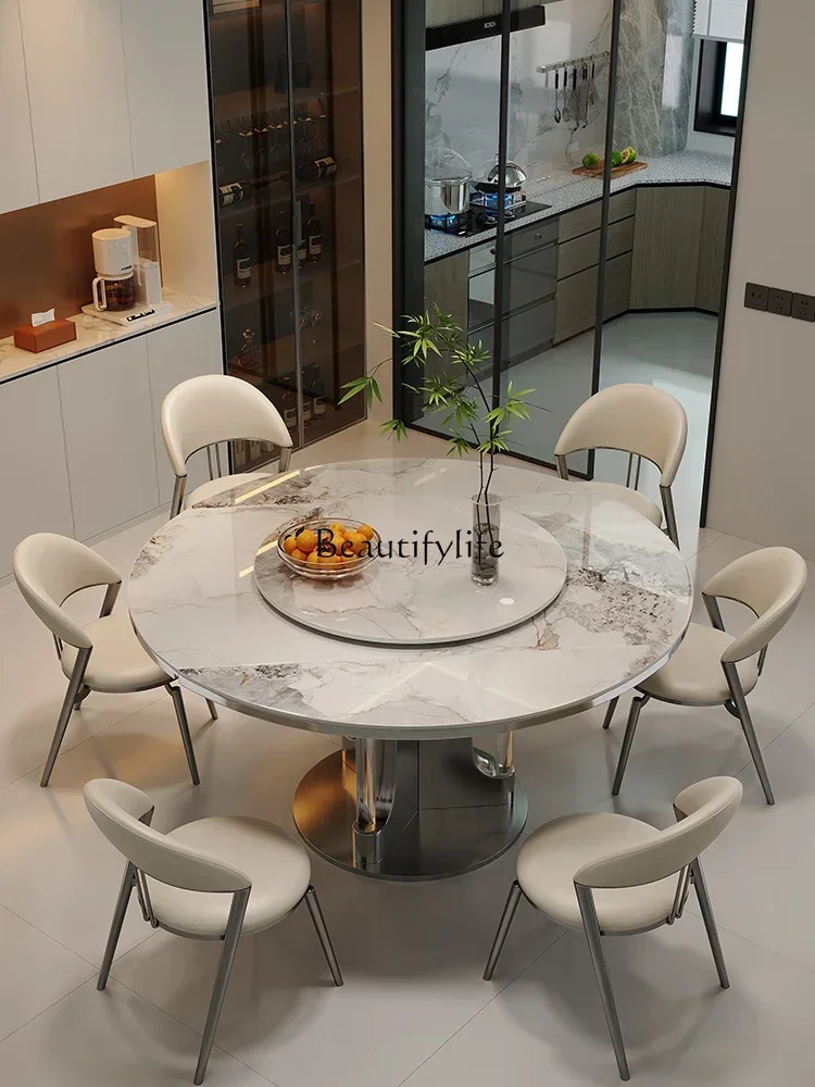 

Rock slab dining table light luxury modern simple small apartment 2024 new square and round dual-purpose dining table