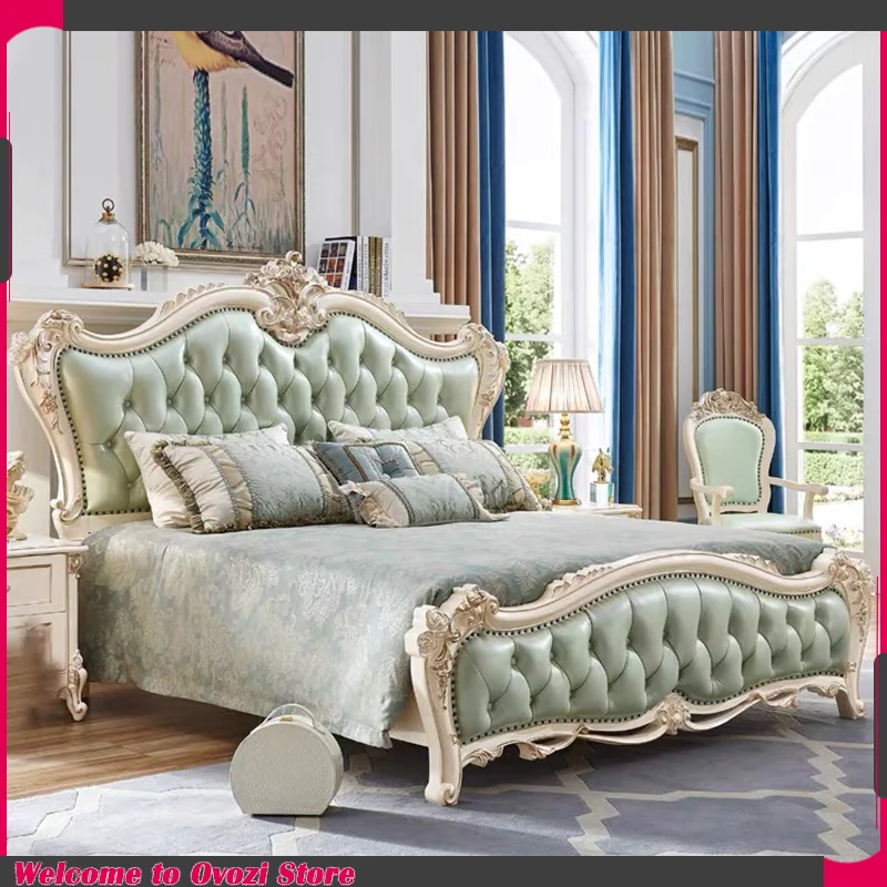 

Nordic Luxury Bed Designer Relaxing Sleeping Modern Double Bed Multifunctional Princess Letto Matrimoniale House Accessories