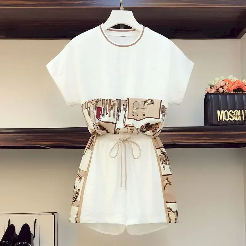 Summer Sets Woman Fashion T Shirts Suits Korean Loose Short Sleeve T-shirt Shorts Casual Sports Two Piece Set Aesthetic Clothes