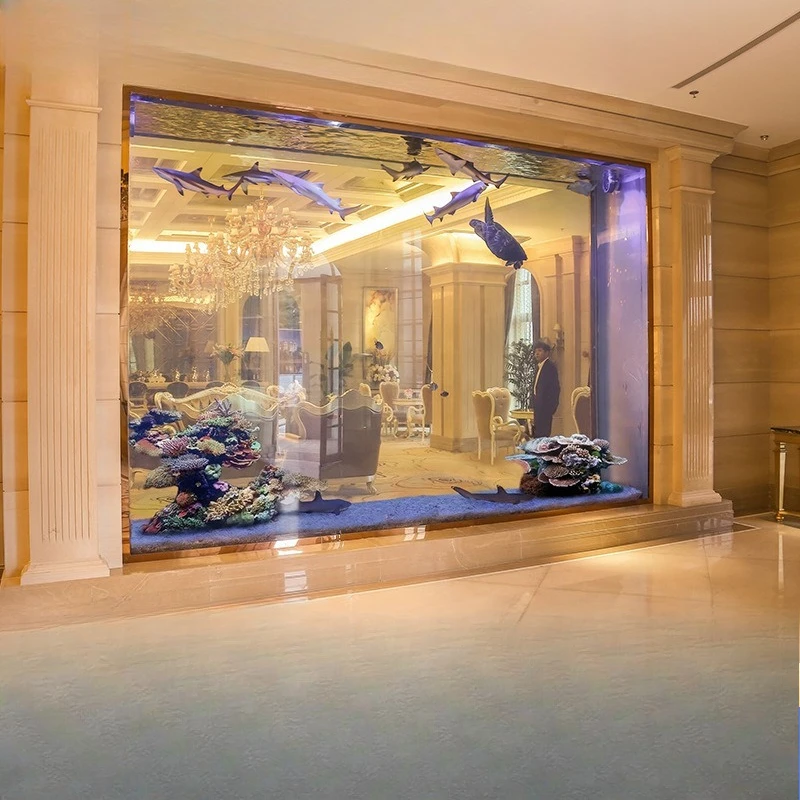 

Hotel special-shaped acrylic fish tank engineering service marine