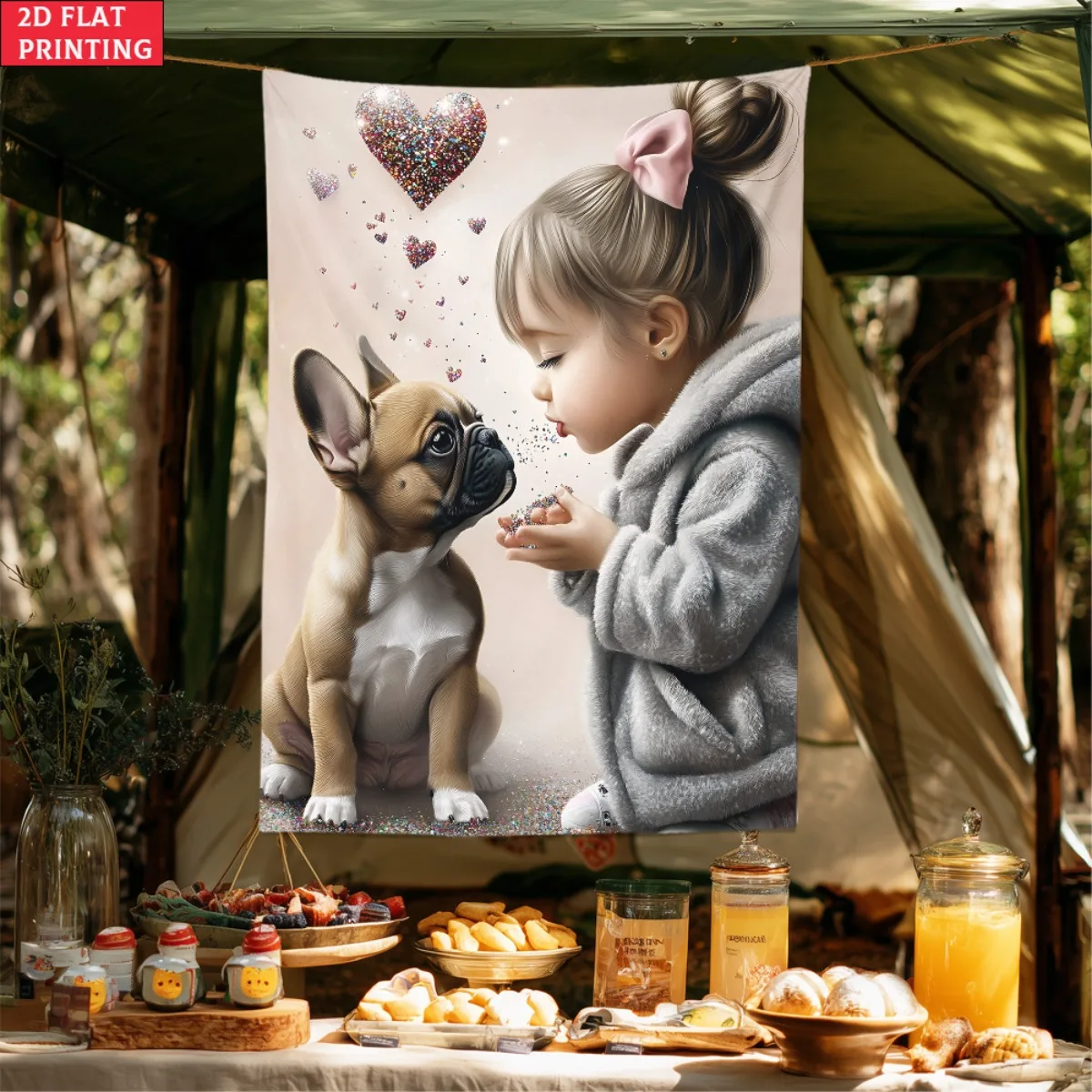 Girl with french bulldog puppy - đánh giá và giá Baby Nursery Decor Girl