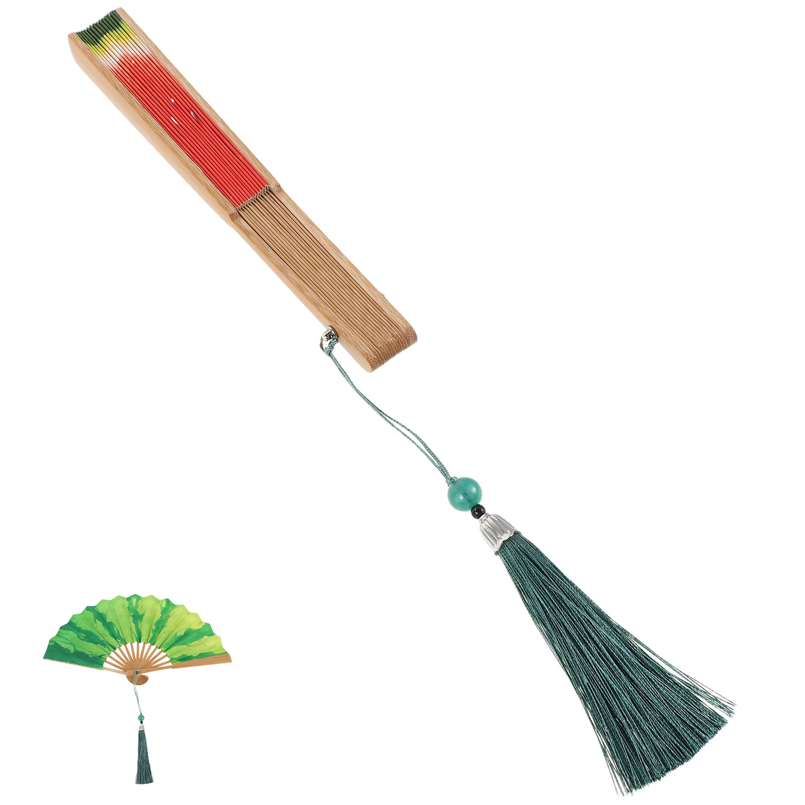 

Handpainted Watermelon Folding Fan 5 Inch Bamboo Fruit Hand Fan For Summer Festival Party Dance Decorative Lightweight