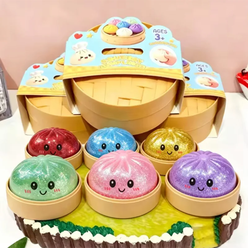 Color Bead Dumpling Squishy Blind Box, Ultra Rare Color Version, Popping Bead Face Soft Stress Relief Toy