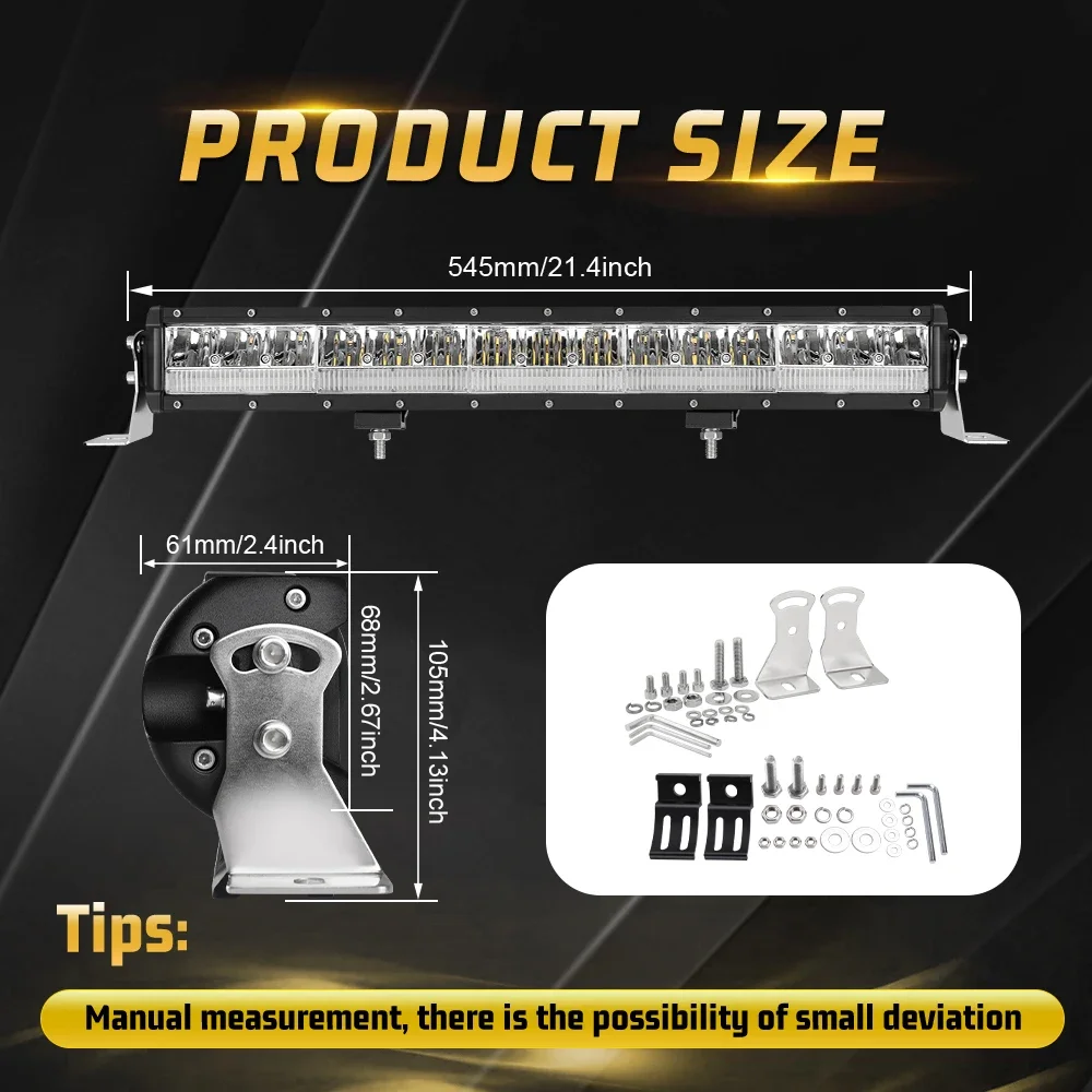 HAOLIDE 2-Rows Led Work Light Bar 22inch Combo Beam Led Driving Spotlight IP68 for Offroad 4x4 Truck Car  UTV ATV 12V 24V