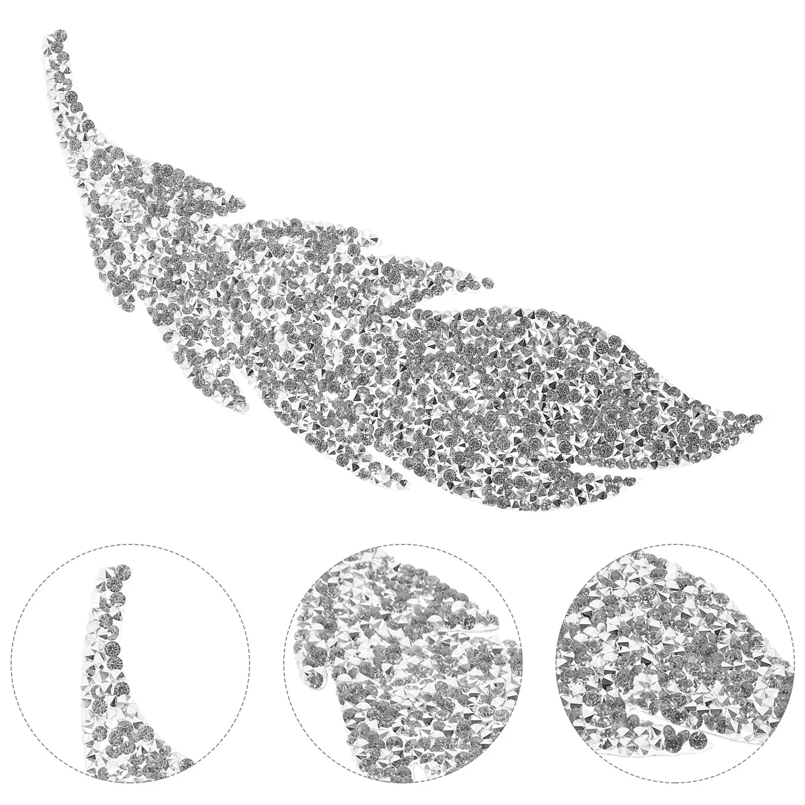 

Rhinestones Design Clothes Applique Diy Craft Supply Headband Decoration Leaf Shaped Bling Patch Resin Sewing Repair Garment