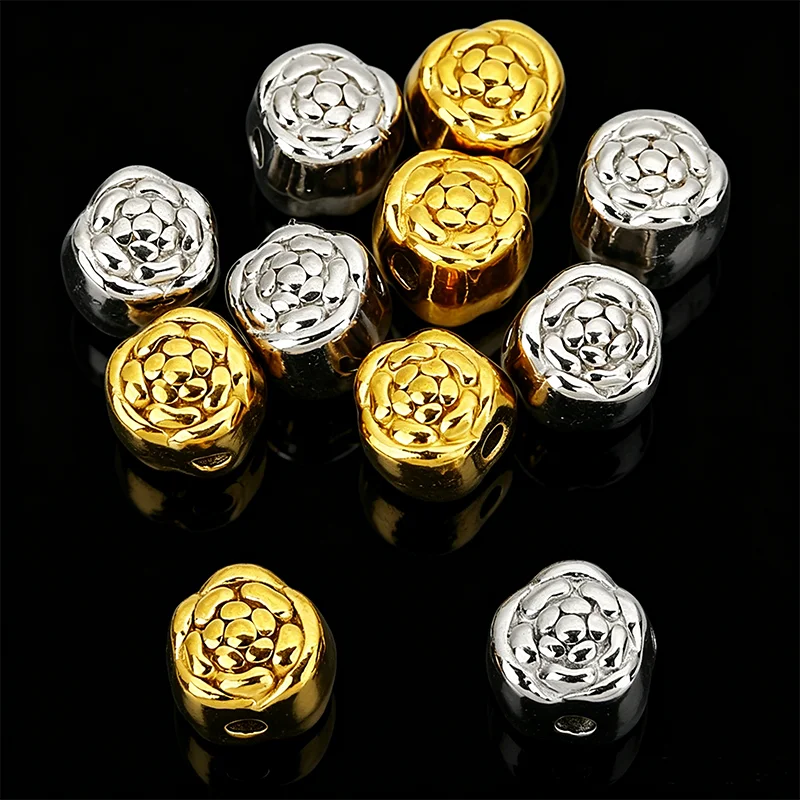 

5pcs PVD 6.5mm Stainless Steel Flower Spacer Beads for Bracelet Never Fade Large Hole Necklace Beads Jewelry Making Findings