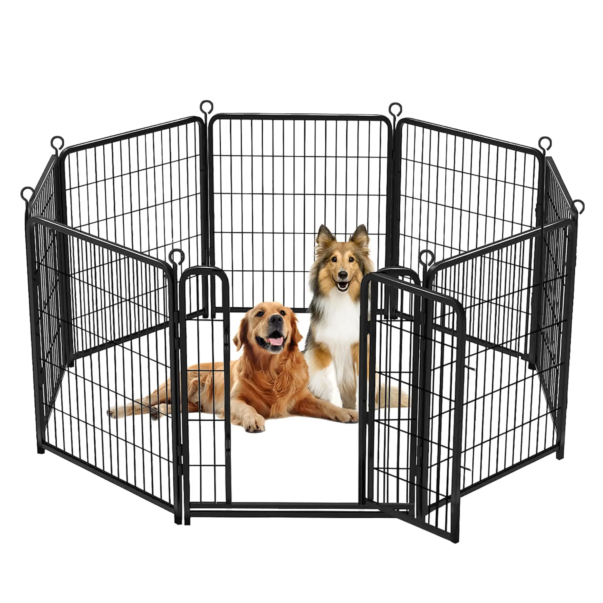 

Dog Pet Fence Indoor/Outdoor,40"Height 8/16 Panels,Portable Metal Pet Exercise Pen for Rv Camping Garden Yard,Wide Door Low Thre