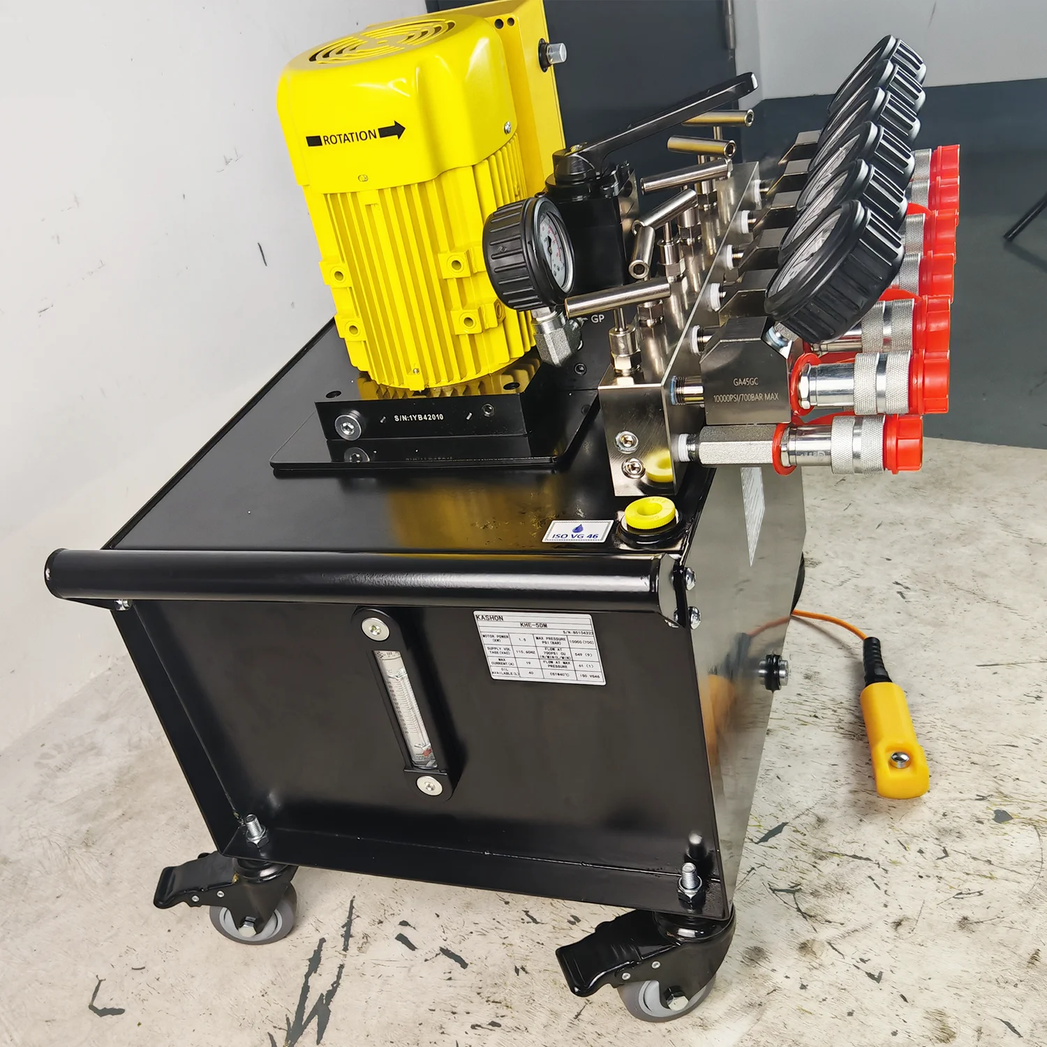 Six Double-acting,  Electric Hydraulic Pump Power Pack for 6 Jacks Work Together With Separate Pressure Gauges