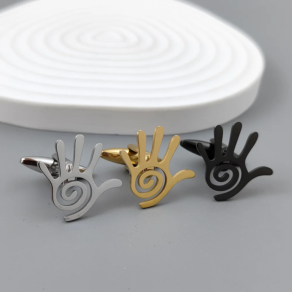 Swirl Sun Symbol Natural Elements Cuff Links for Men Stainless Steel Fashion Luxury Multifunctional Clothing Accessory Jewelry