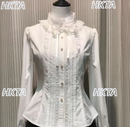 

2026 Spring New Temperament Fashion Elegant Commuter Turtleneck Bow Strap White Shirt Lace Splicing Waist Blouses Tops Women