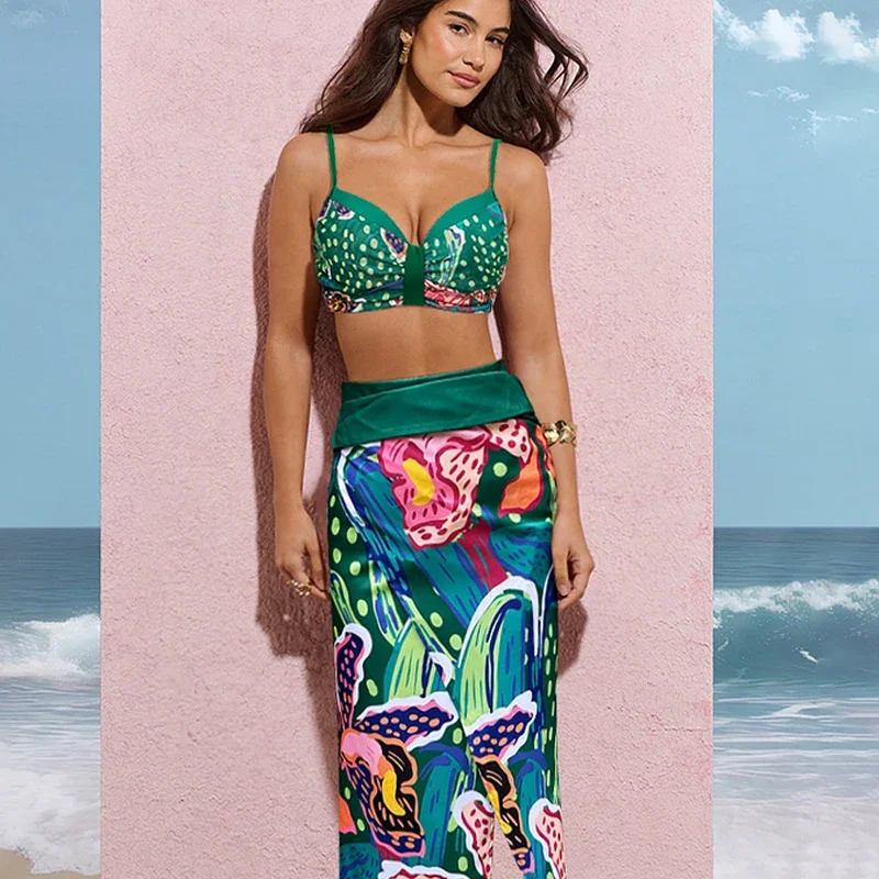 Flaxmaker 2025 Women Bikini Set Swimsuit Sexy Push Up Bikini Sets Summer Printed Beachwear Print Brazilian Biquini