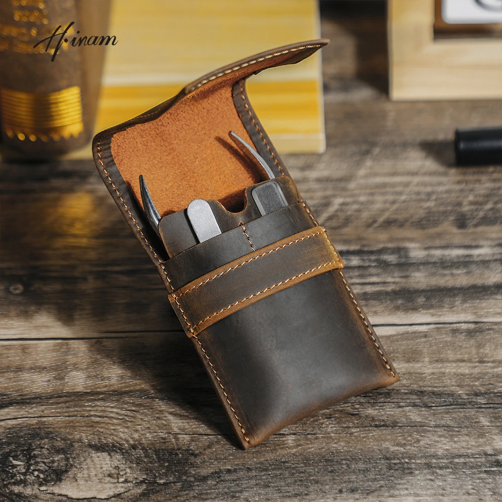 Genuine Leather Case For Manicure Set Pedicure kit Storage Pouch Bag For Nail Clippers Tool Travel Nail Scissors set Bag