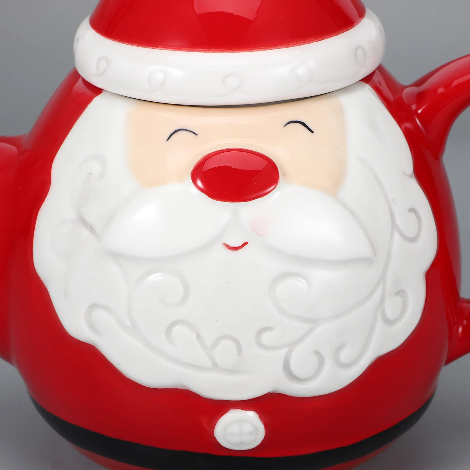 

Santa Ceramic Teapot Christmas Themed Water Jug for Tea Coffee Milk Juice Easy Pour Filter Handle Portable Home Tea Set Gift