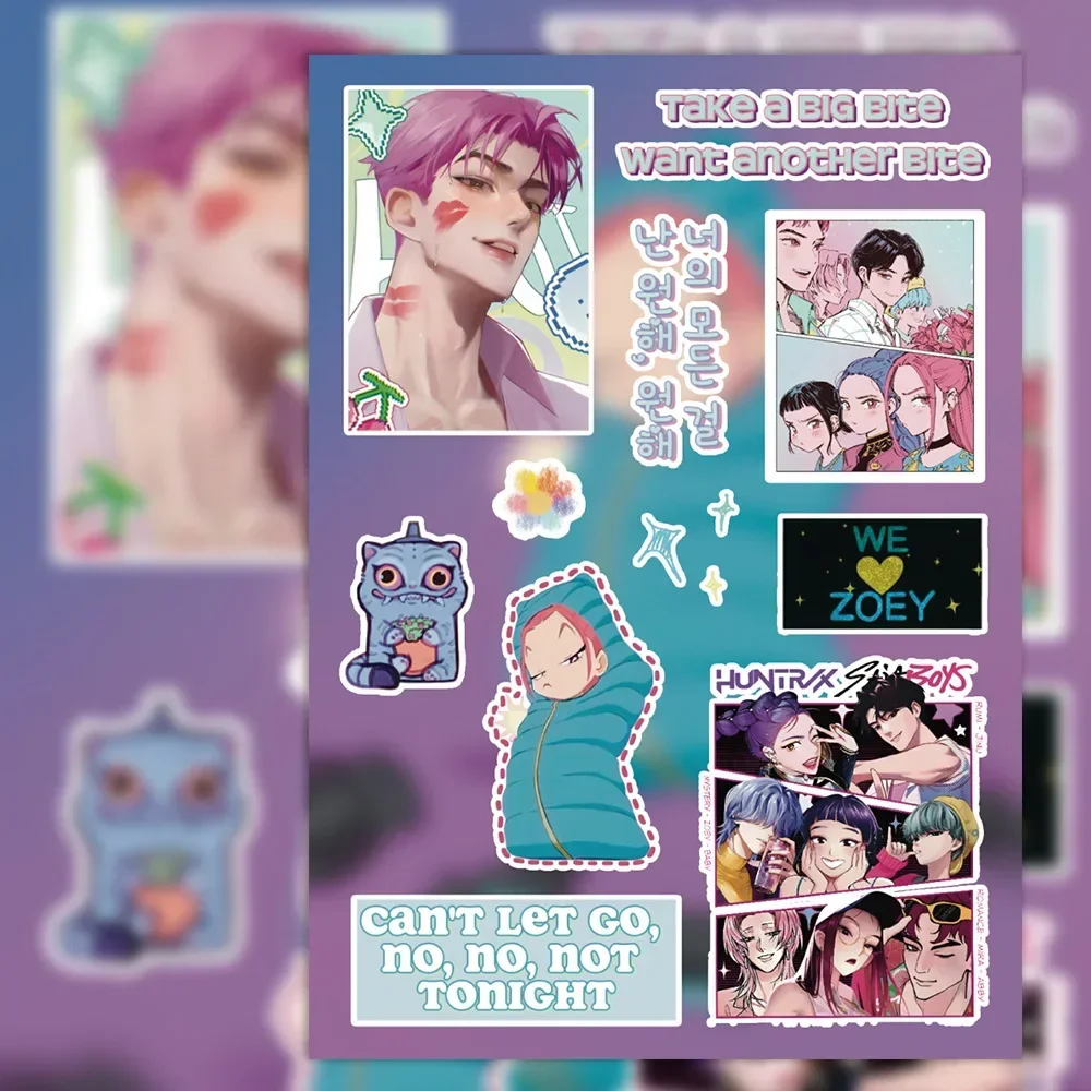6-hot 8 ورقة K-POP شيطان الصيادين ملصق فيلم التلفزيون الطرفية الكمبيوتر ملصقات الزخرفية مقاوم للماء لعبة من الفينيل هدايا الاطفال #3
