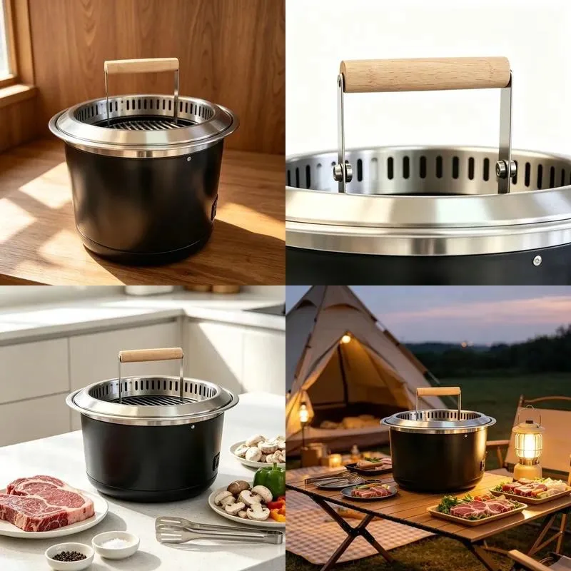 Large Portable Stainless Steel Smokeless Fire Pit with Charcoal Grill for Outdoor Camping Barbecue