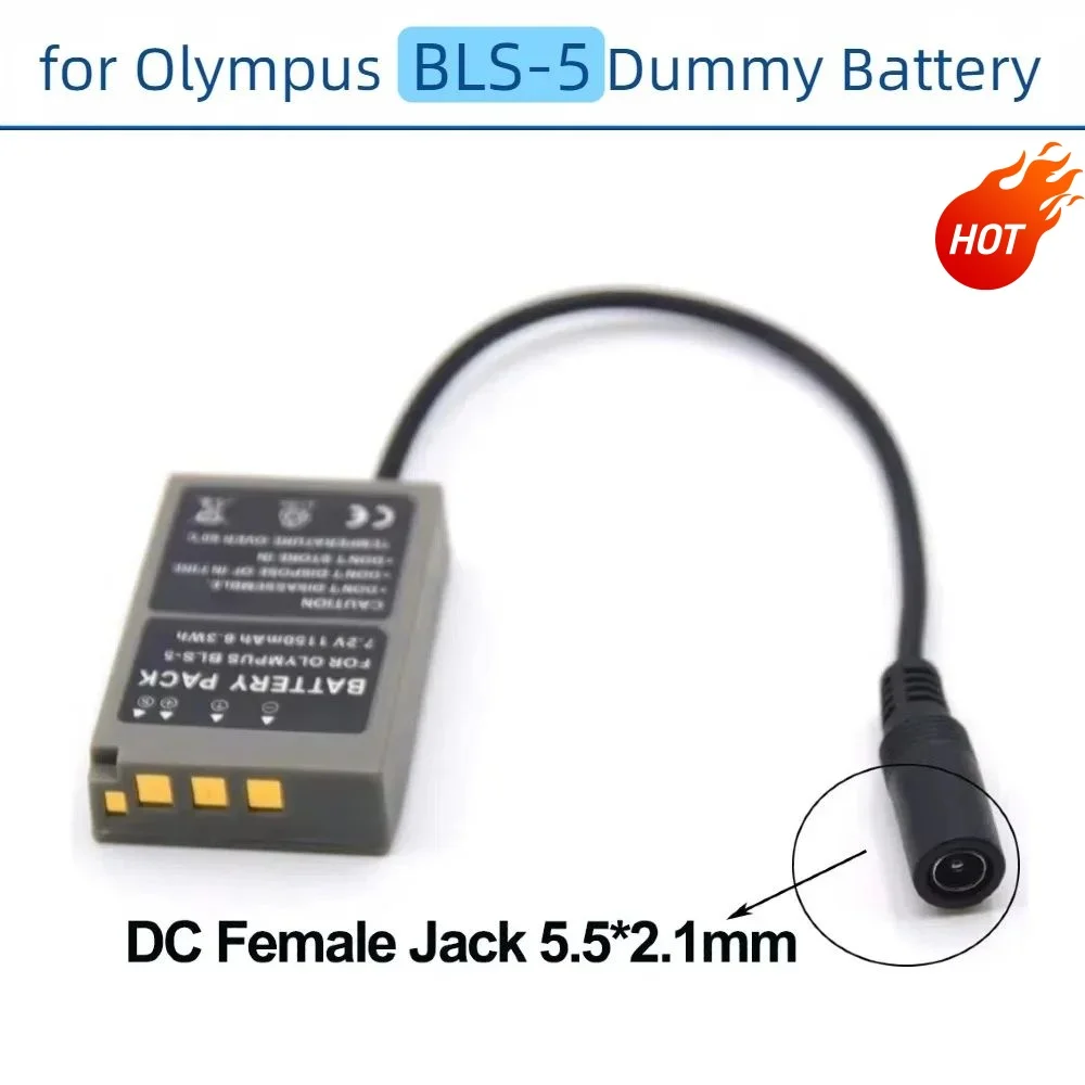 Dummy Battery PS-BLS5 BLS-5 DC Coupler Fit for Olympus PEN E-PL7 E-PL5 E-PM2 Stylus 1 1s OM-D E-M10 Mark II Camera