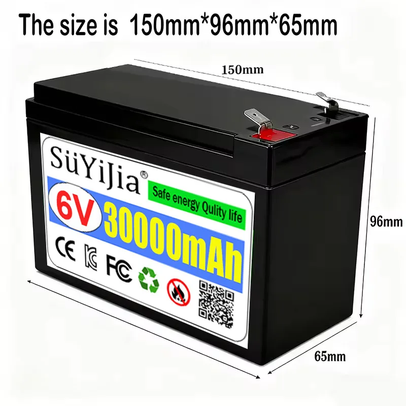 6V 30Ah LiFePO4 Battery With BMS Rechargeable Lithium Iron Phosphate Battery 6V 20Ah For Emergency Light/Kids Car