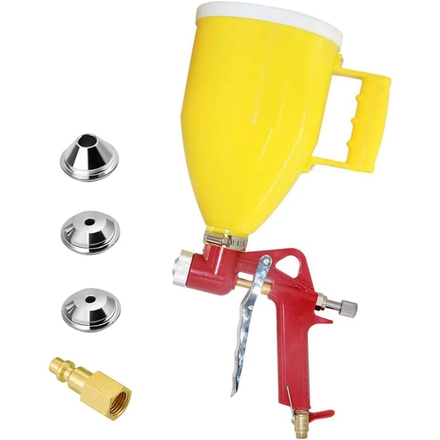 

Air Hopper Spray Gun with 4.0mm 6.0mm 8.0mm Nozzle for Drywall Painting Sprayer with Paint Texture Application in Yellow 0.79 G