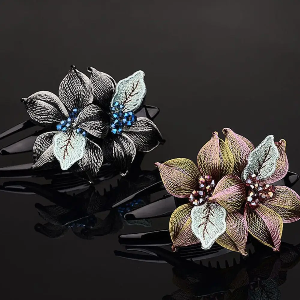 

Fashion Korean Style Women Hairpin Large Hair Clip Flower Hairclip Headdress Exquisite Crystal Headdress Lady