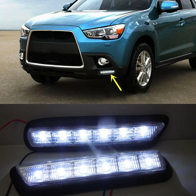 Juego de luces LED de circulación diurna, faros antiniebla blancos DRL para Mitsubishi ASX 2010-2012, 1 Juego