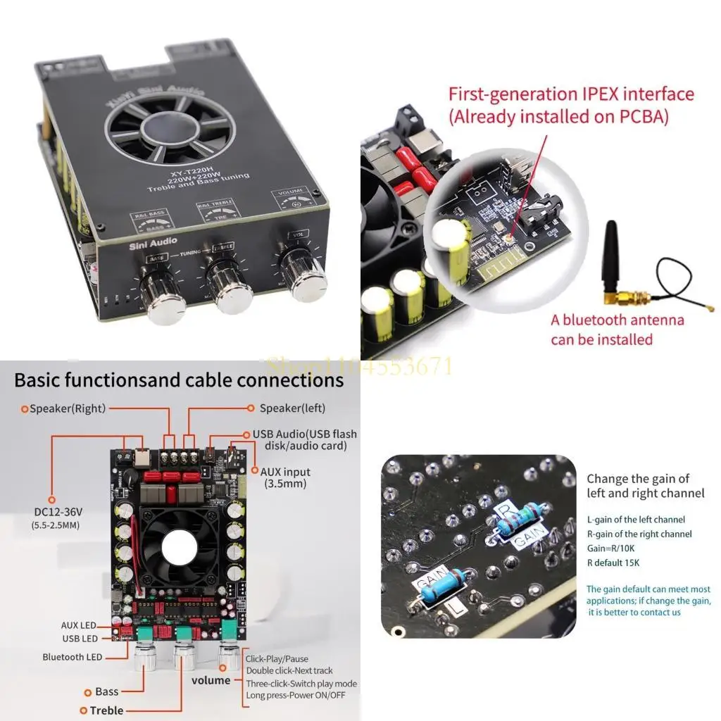 

Бестселлер TPA3251D2 Bluetooth-совместимый модуль усилителей сабвуфера BLE5.2 220 Вт + 220 Вт