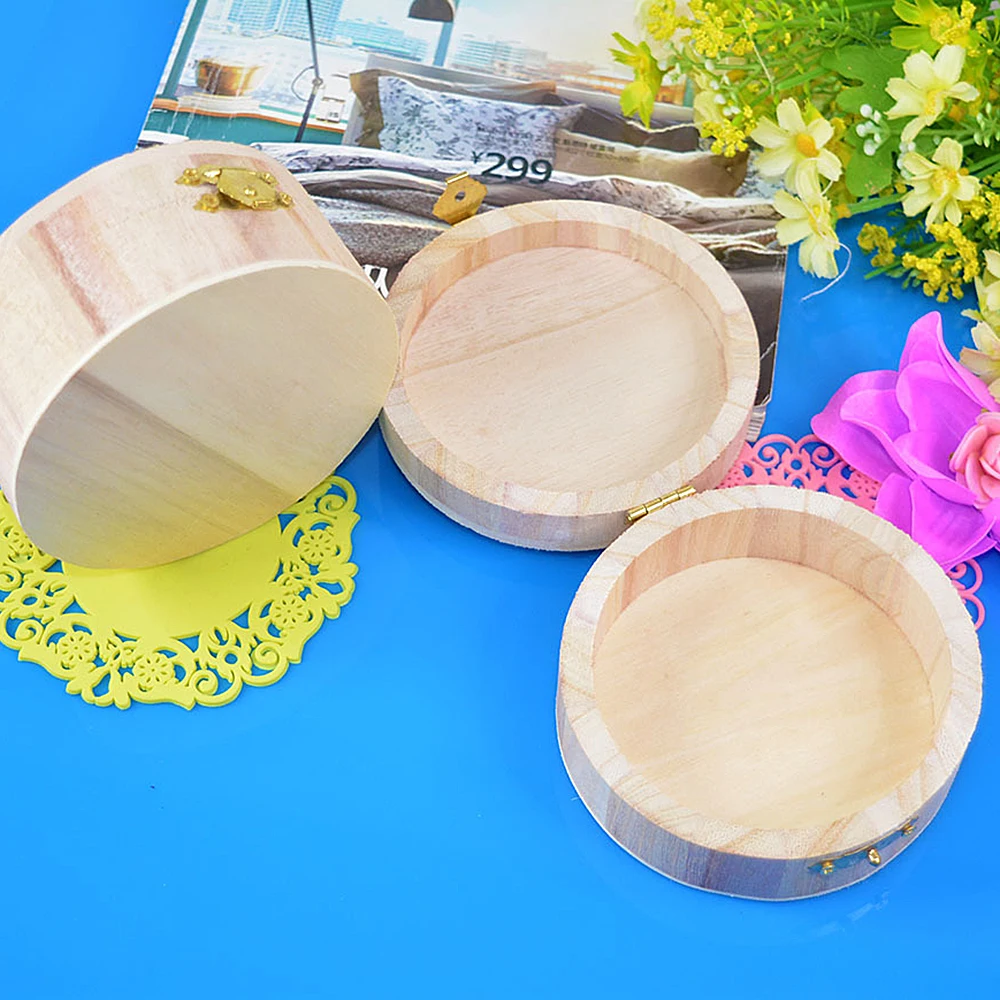 Gift Boxes Jewelry With Lid Home Decoration Packing Storage Boxes Watch Ring Necklace Bracelet Round Wooden Box Retro Wedding