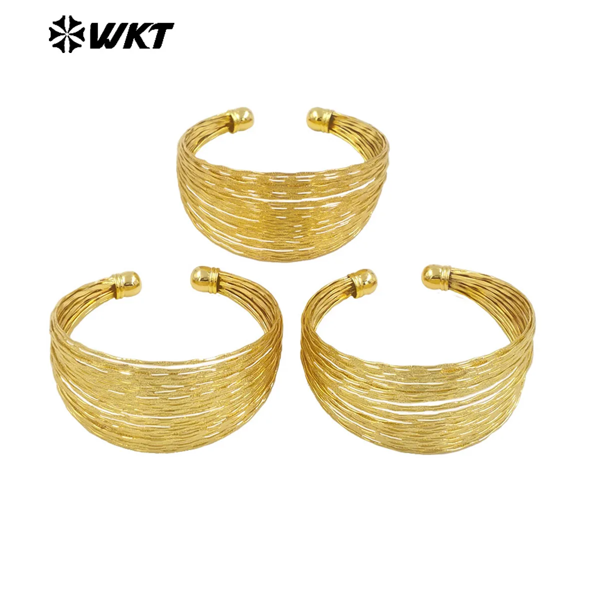 WT-B677 Retro Originality Gold Wire Design Can Be Adjustable Cuff Bangle For Unisex Medieval Wearing Matching Accessory