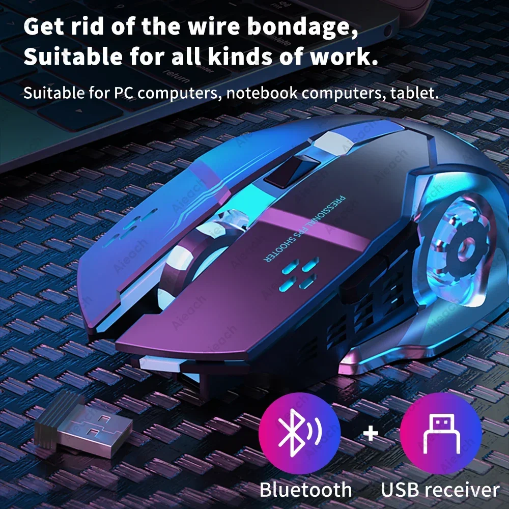 

AIEACH Rechargeable Wireless Mouse For Computer Tablet Bluetooth Gaming Mouse Ergonomic Backlight Mouse Laptop Accessories