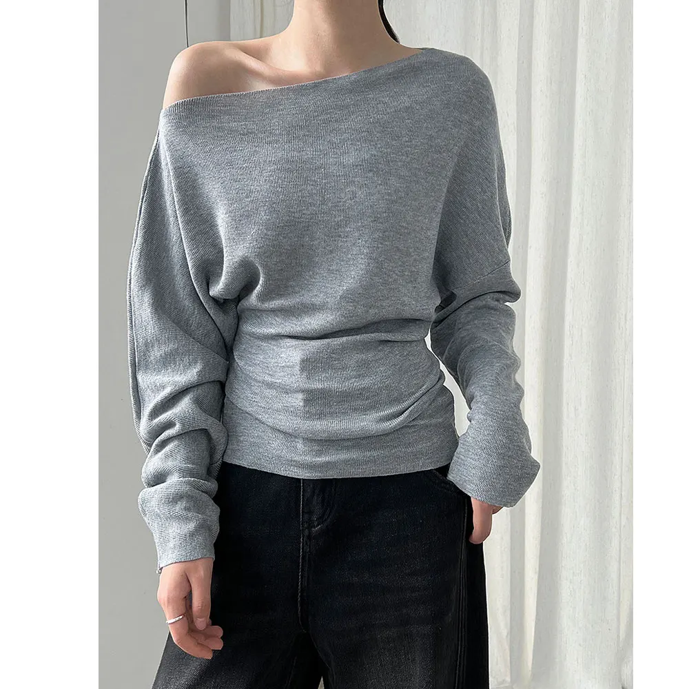 2026 Autumn Women's One Shoulder Knitted Blouse - Stylish Top