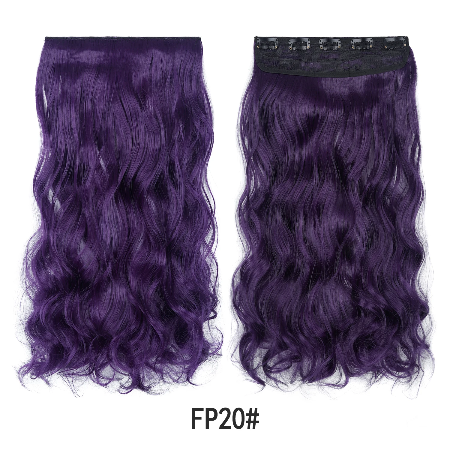 Jeedou Clip-in-Haarverlängerung, buntes, gewelltes Haar, einteilig, 5 Clips, synthetische rote, blaue, grüne Haarteile für Frauen und Mädchen, für den täglichen Gebrauch – Detail 8
