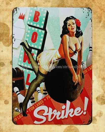 sexy girl pin-up strike metal tin sign metal wall art