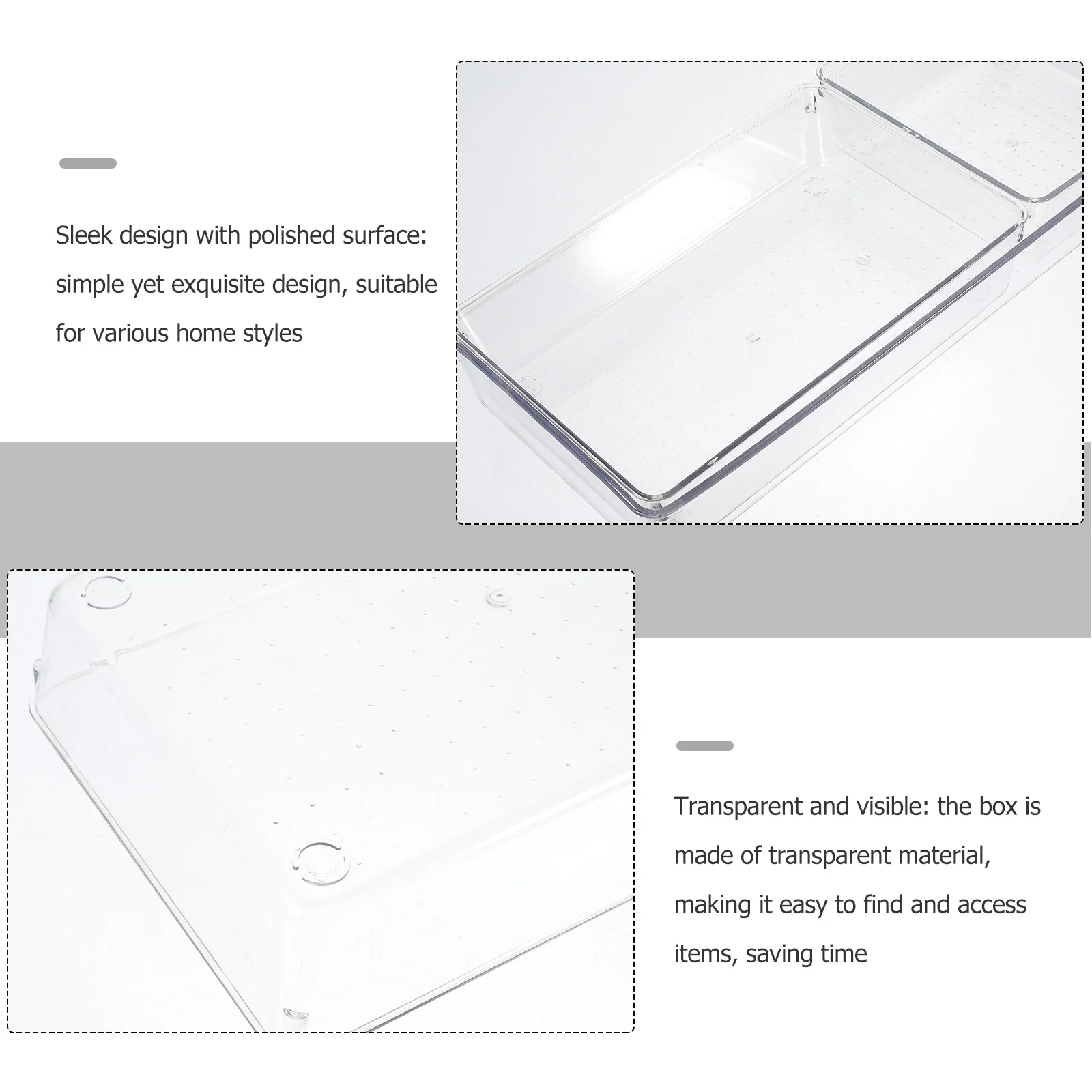 

6pcs Clear Plastic Drawer Organizer Box For Desktop Storage Stationery Makeup Jewelry Vanity Desk Bathroom Compartment