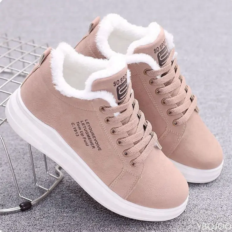 Winter Outdoor Women Shoes Warm Fur Plush Lady Casual Shoes Lace Up Fashion Sneakers Zapatillas Mujer Platform Snow Boots Mujer