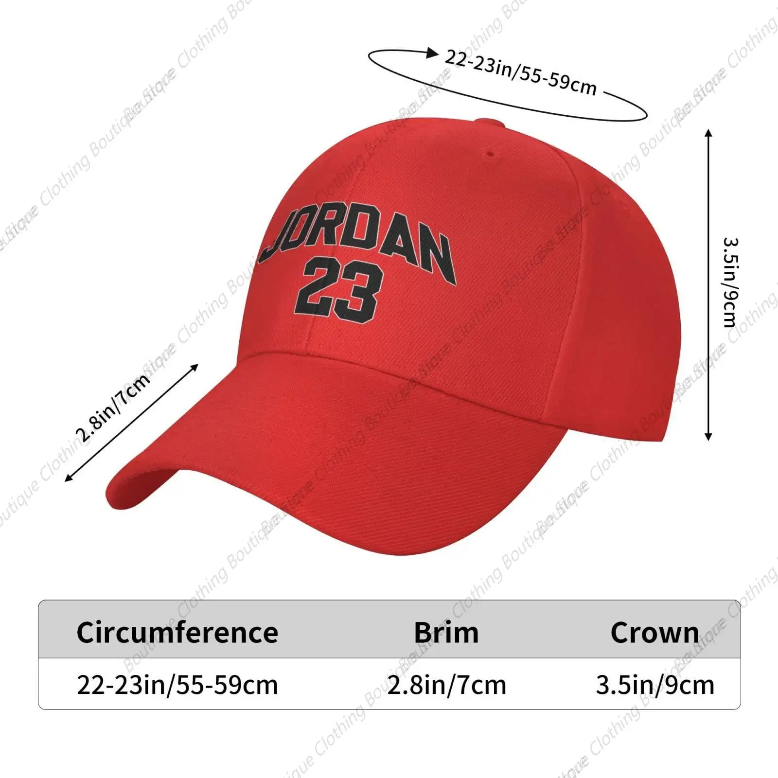 Basketball Fans 23 Jordan Fashion Adjustable Baseball Caps Dad Hats Gift for Men Women Red