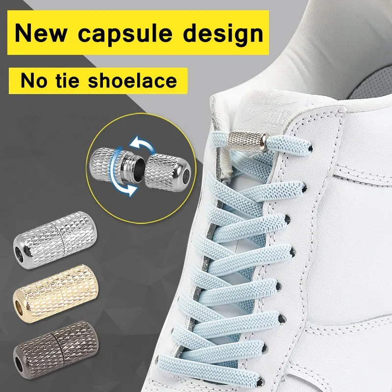 Elastic Capsule Locking Shoelaces Flats No Tie Shoelace Quick Sneakers Shoe Laces Kids Adult Women Men Shoes Lace Strings 1pair