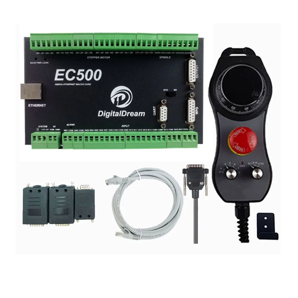 

Mach3 Controller Newly Upgraded Ec500 3/4/5/6 Axis Ethernet Control Card 460kh With 6 Axis Emergency Stop Handwheel Mpg75w24v