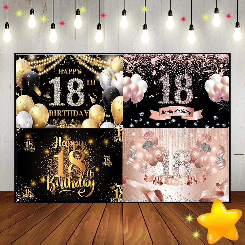 Happy 18th Birthday Background Prince Photography Backdrops Girl Green Screen Sweet Gender Reveal Party Princess Balloon Banner