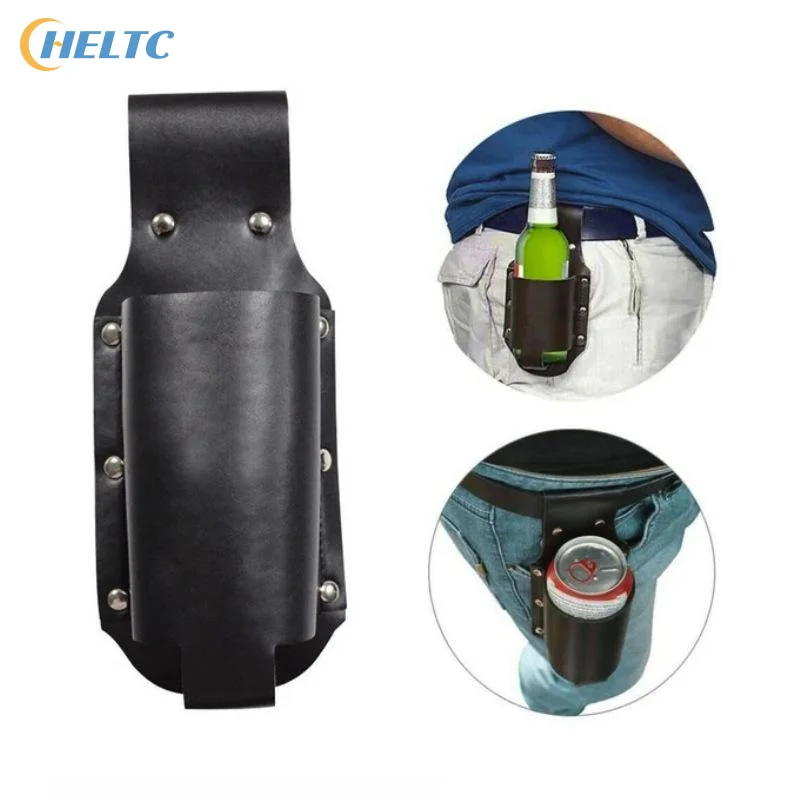1Pcs Leather Beer Can Bottle Waist With Sturdy Construction And Easy Belt Attachment Perfect For Camping Hiking BBQ Parties