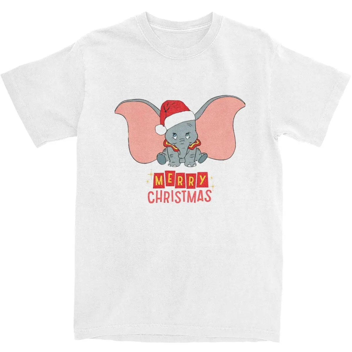 Merry Christmas 2024 Dumbo T-Shirt Men Vintage 100 Cotton T-Shirts Summer O Neck Fashion Tee Shirt Design Big Size Clothing