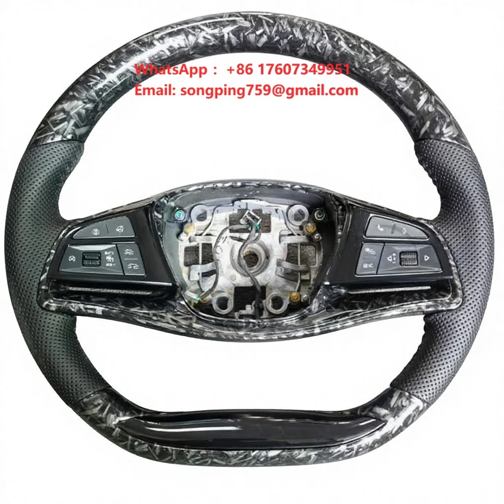 For BYD Carbon Fiber  Steering Wheel LED Display Suede Leather Forge Handlebars