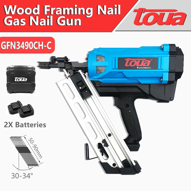 Toua GFN3490 Wood Framing Nail Gun Gas Actuated Fastening Tools